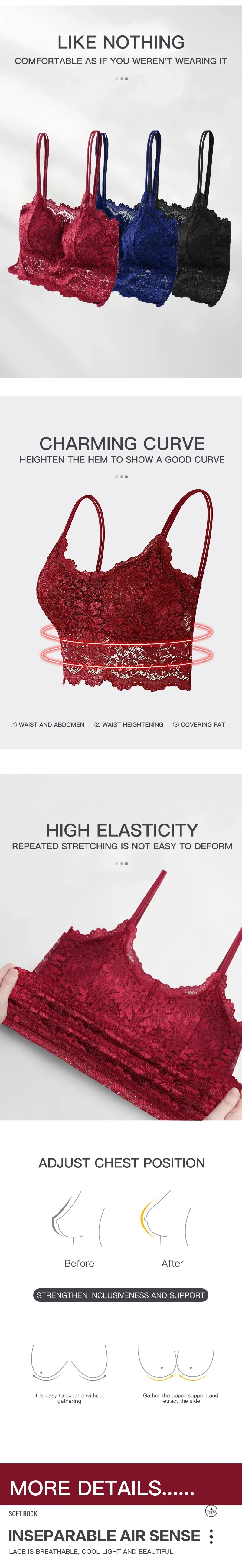 Lace Bralette - Comfortable Wireless Hollow Out Bra for Women
