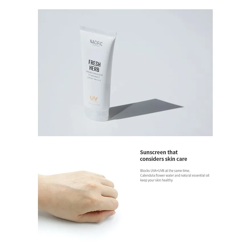 Nacific Fresh Herb Origin Sun Block Callendula 50ml SPF50+ PA+++ Facial Sunscreen Long Lasting Waterproof Whitening Korea