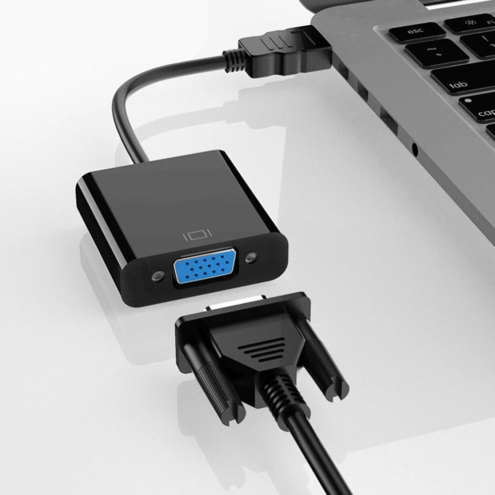 HDMI-Compatível com Adaptador VGA, Conversor de Cabo Analógico Digital, Masculino para Feminino, PC, Laptop, Tablet, HD 1080P