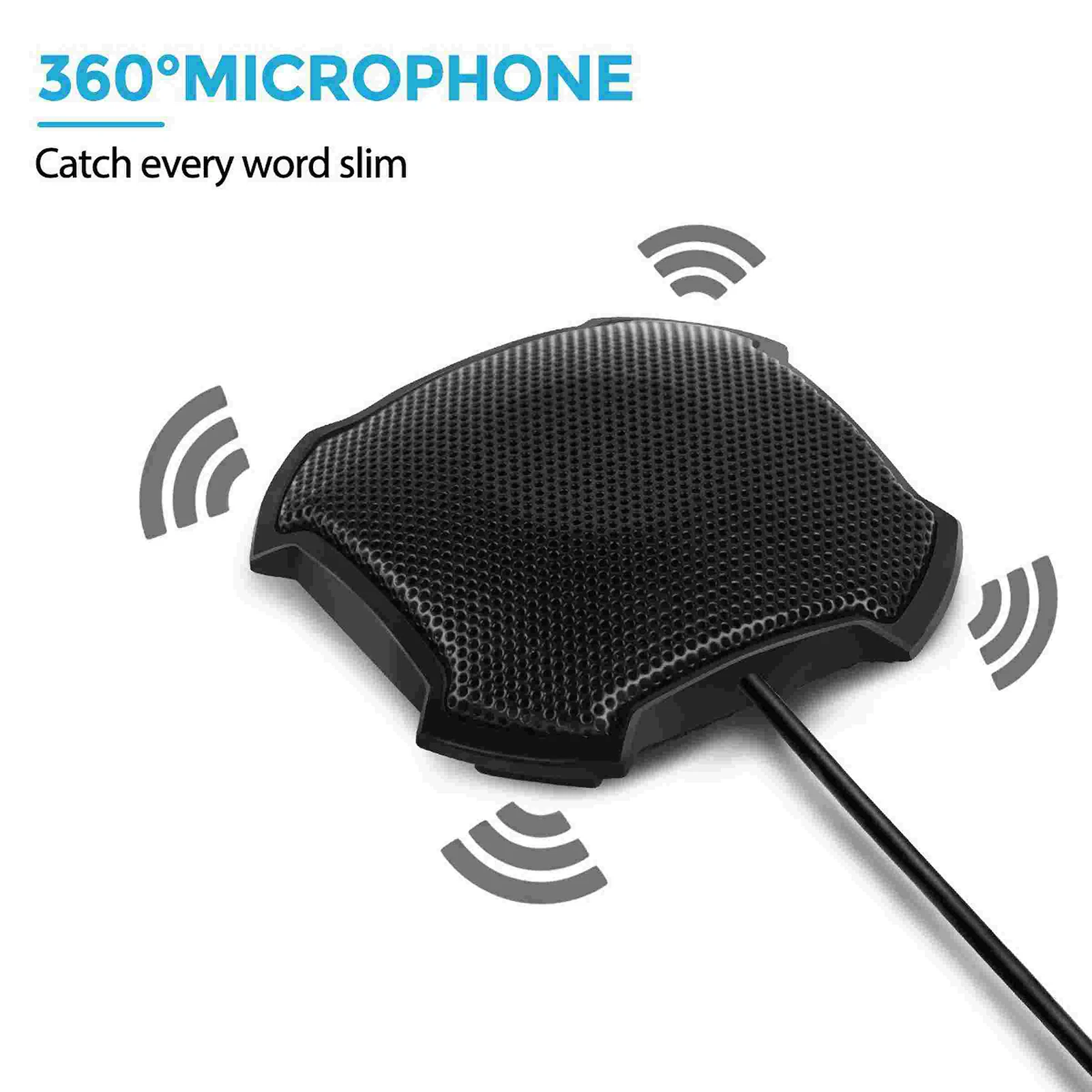 Desktop Conference Microphone 360&deg; Omnidirectional Condenser 3.5mm Plug & Play PC Computer Mic Compatible with Windows Mac