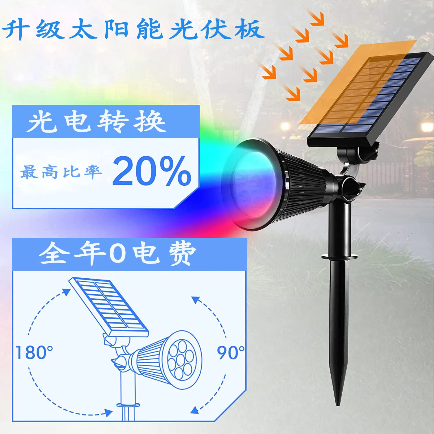 Outdoor Waterproof Solar Spotlights Colorful Tree-shooting Landscape Lights Garden Rain-proof Lawn Led Ground Plug-in Lamps Hot 4
