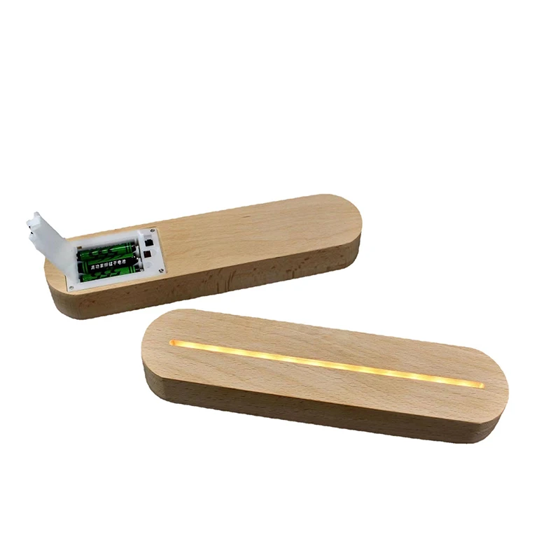 10Pcs 3mm AAA Battery Operated Wood Led Light Display Stand Base Warm