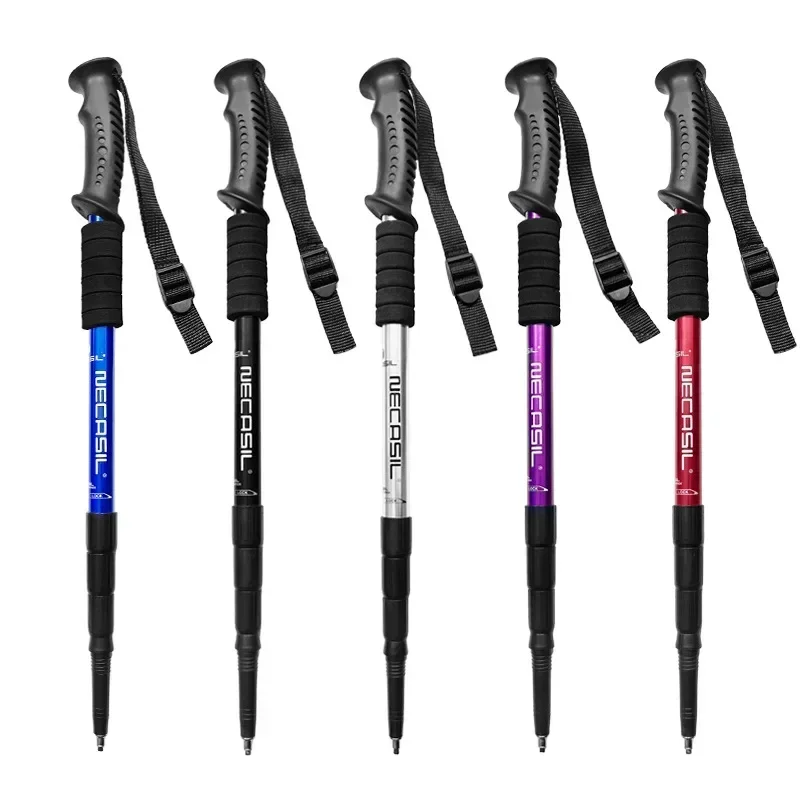 1 PCS Aluminium Alloy Teleskopic Hiking Poles Trekking Walking Stick Ultralight Absorber Alpenstock trekking pole trekking poles walking stick