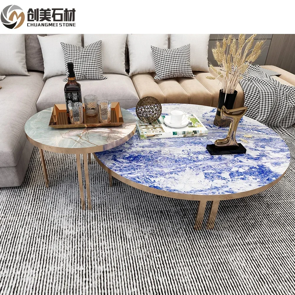 

China Supplier Luxury Stone Bolivia Blue Marble Slab Round Coffee Table