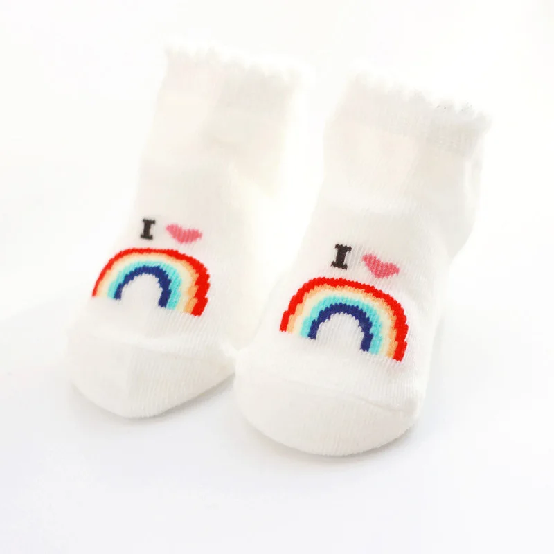 

2 Pairs/Pack Autumn spring New Children's Socks Boys And Girls Rainbow Striped In Tube Tide Socks Baby Kids Cotton Sport Socks