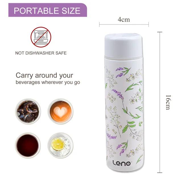 Leno 140ML Small Mini Vacuum Insulated Water Bottle Portable Leakproof Travel Mug Thermal Flask for Kids Children Women School 6