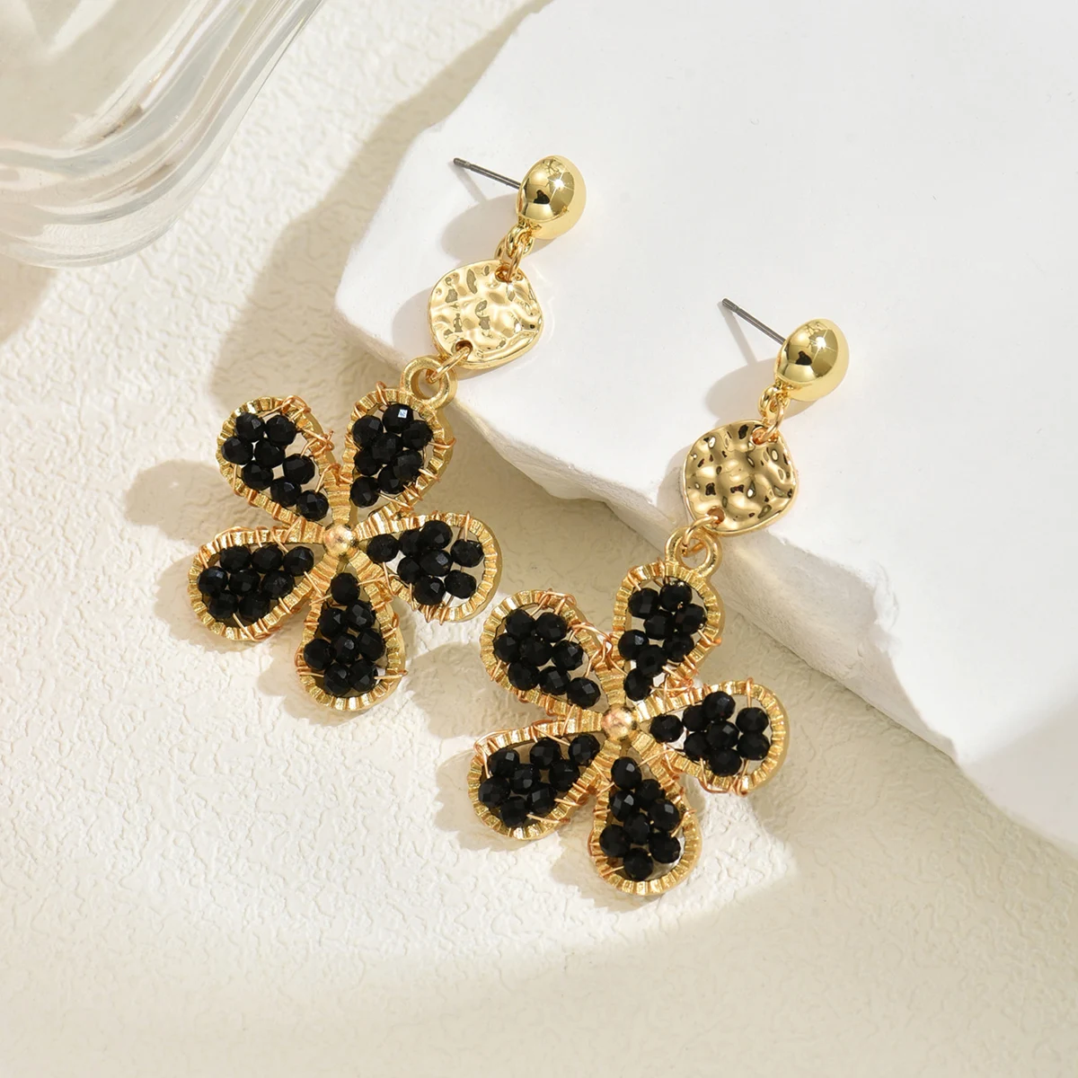 Bohemia Ethnic Handmade Flower Beaded Drop Earrings for Women Elegant Trend Crystal Beads Earrings Summer Party Jewelry Gifts