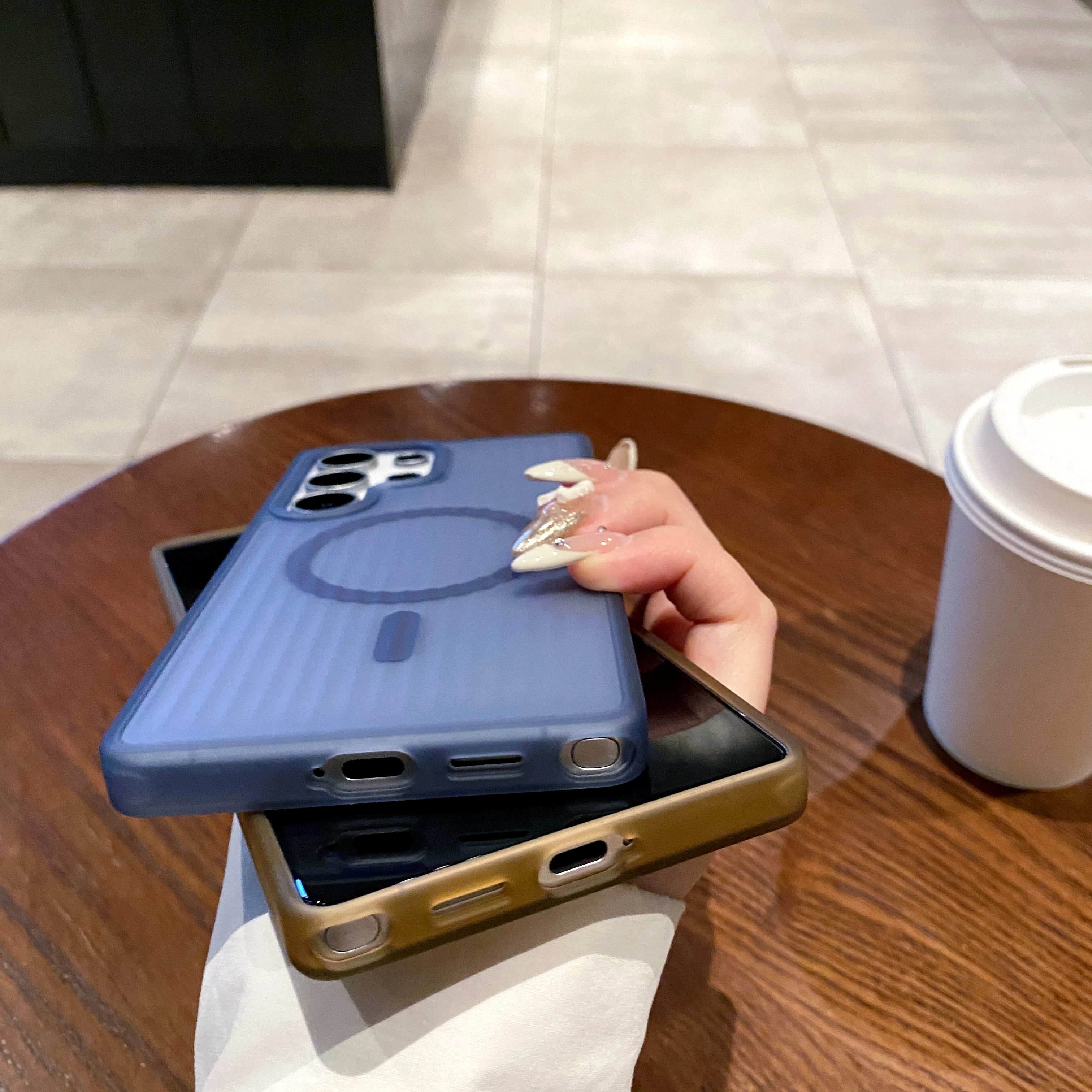 Corrugated Stripe Matte Hard Magnetic Case with MagSafe Wireless Charging Compatibility