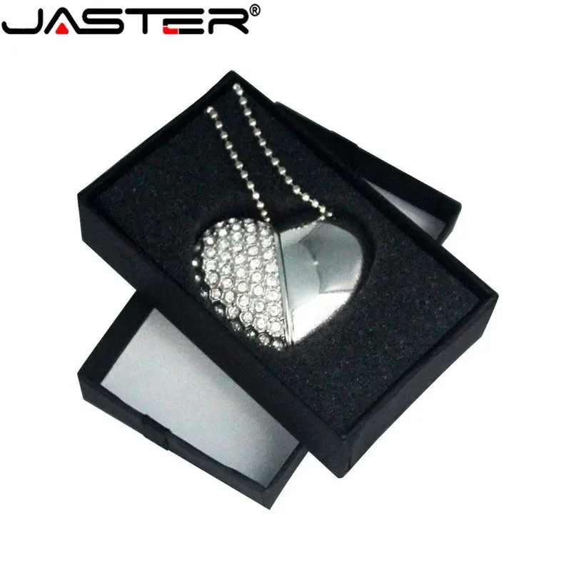 JASTER 크리스탈 러브 하트 박스 USB 플래시 드라이브, Diamante 메모리 펜 드라이브, 메모리 스틱, 결혼 선물, 32G, 8G, 16G, 4G