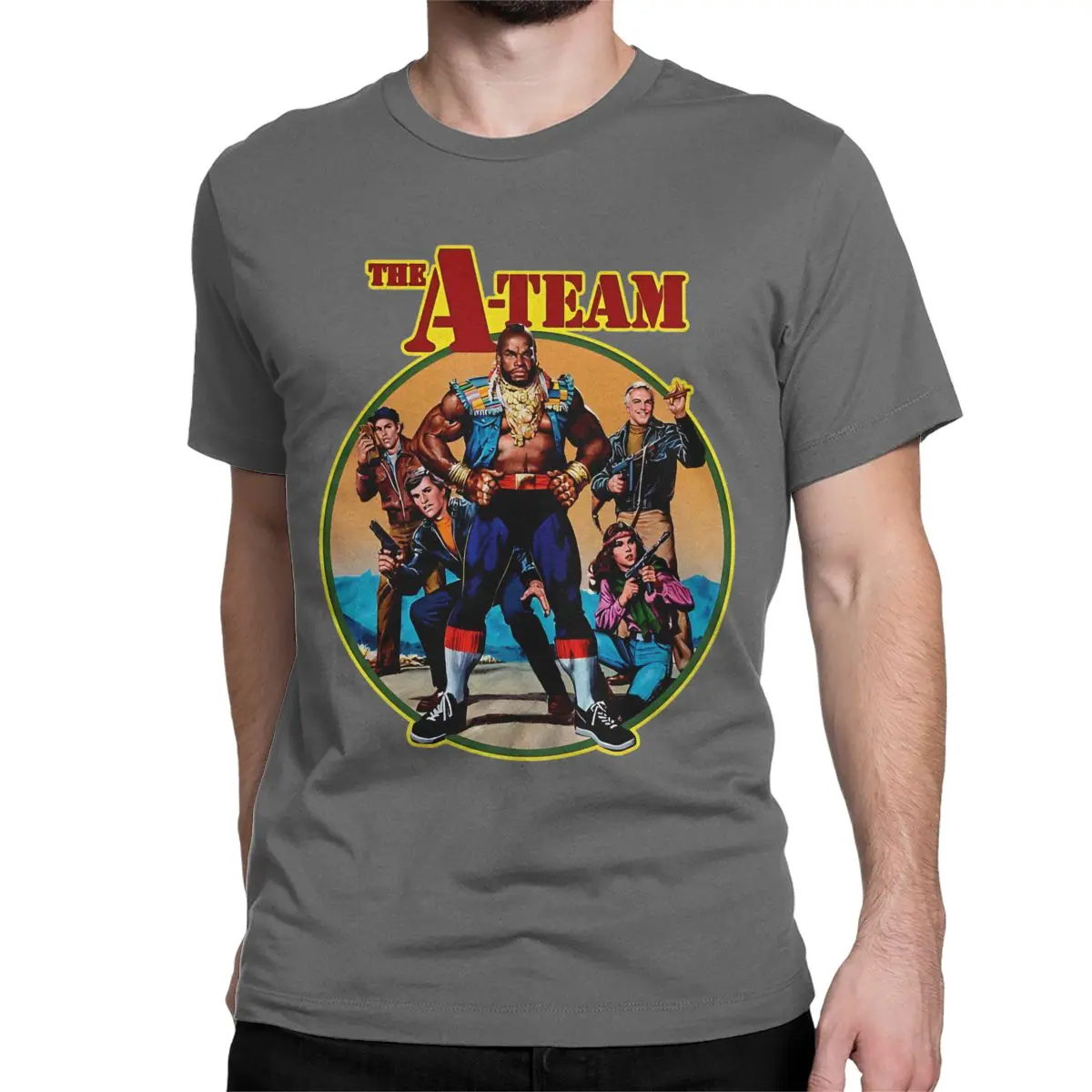 thumbnail image 1 of Camiseta vintage de los años 70 de El Equipo A para hombre y mujer, de algodón, novedosa, de manga corta y cuello redondo, tallas 4XL y 5XL., 1 of 7