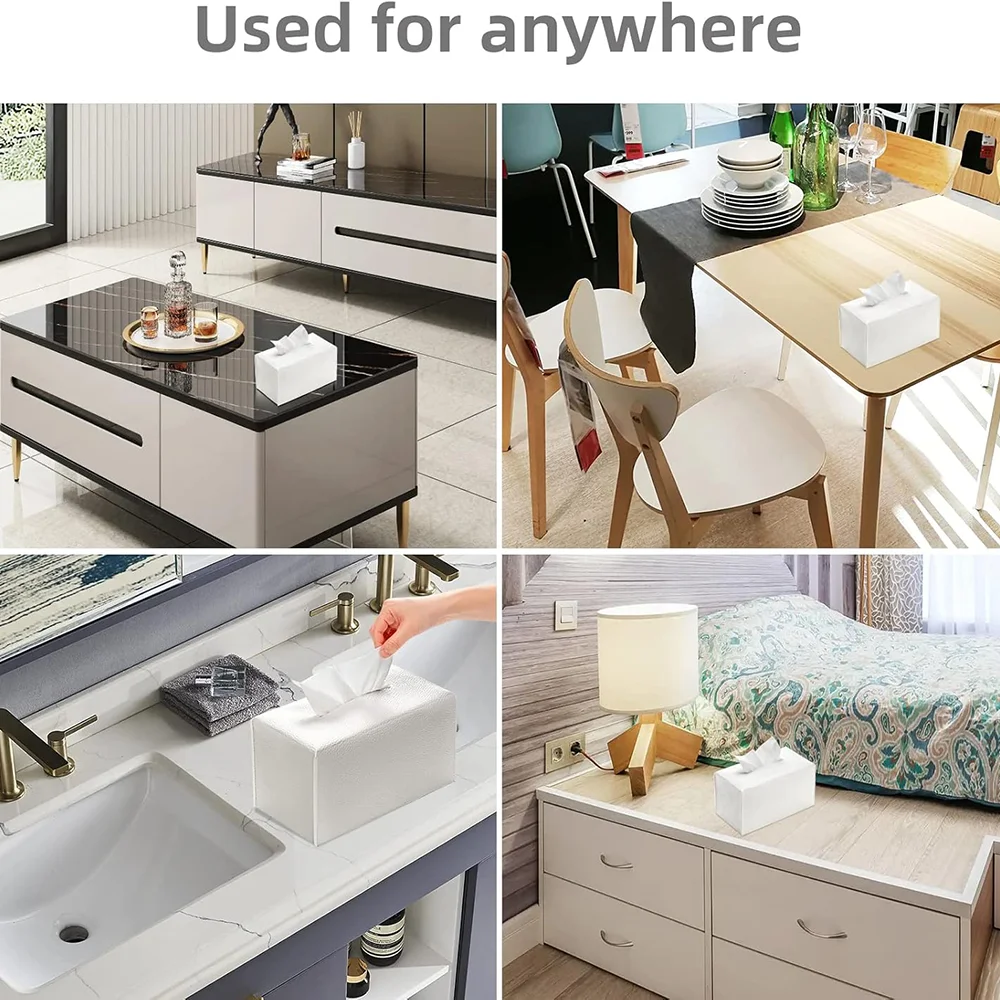 Tissue Box Cover PU Leather Rectangular Tissue Box Case Organizer Holder For Vanity Countertop Night Stands Livingroom Office tissue box tissue dispenser