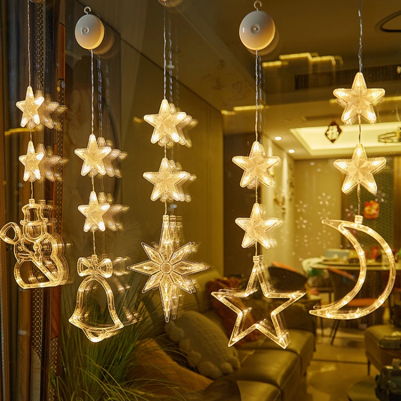 Christmas LED Suction Cup Lights Santa Claus Snowflake Elk Window Decoration Christmas Home Decoration New Year Lights Navidad christmas decorations