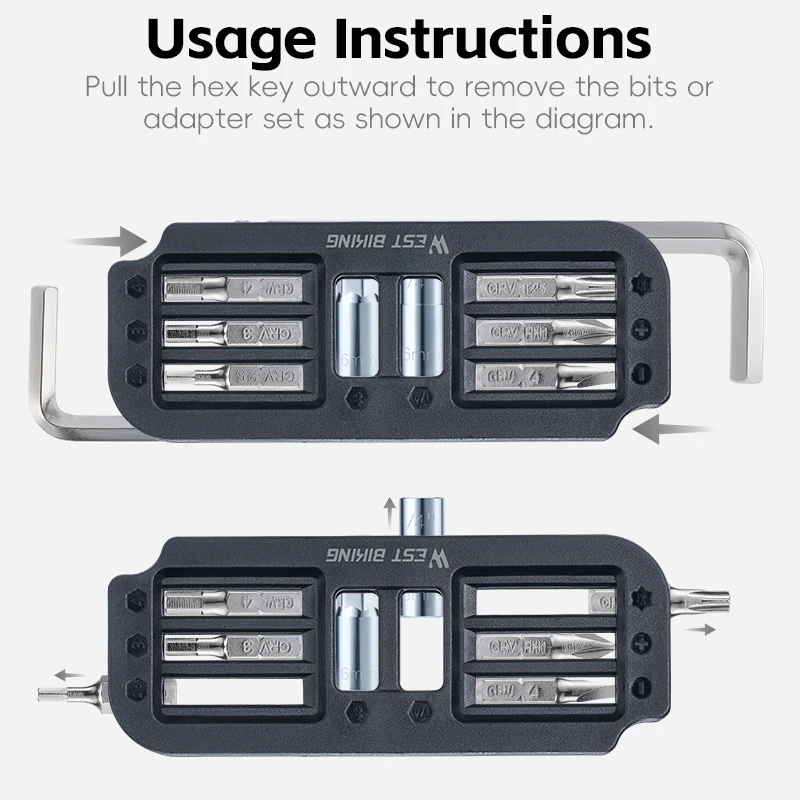 WEST BIKING Bicycle Repair Tools 10 IN 1 Multifunctional MTB Road Bike Tool Kit Portable Hexagonal Wrench Screwdriver Bit Tools 6