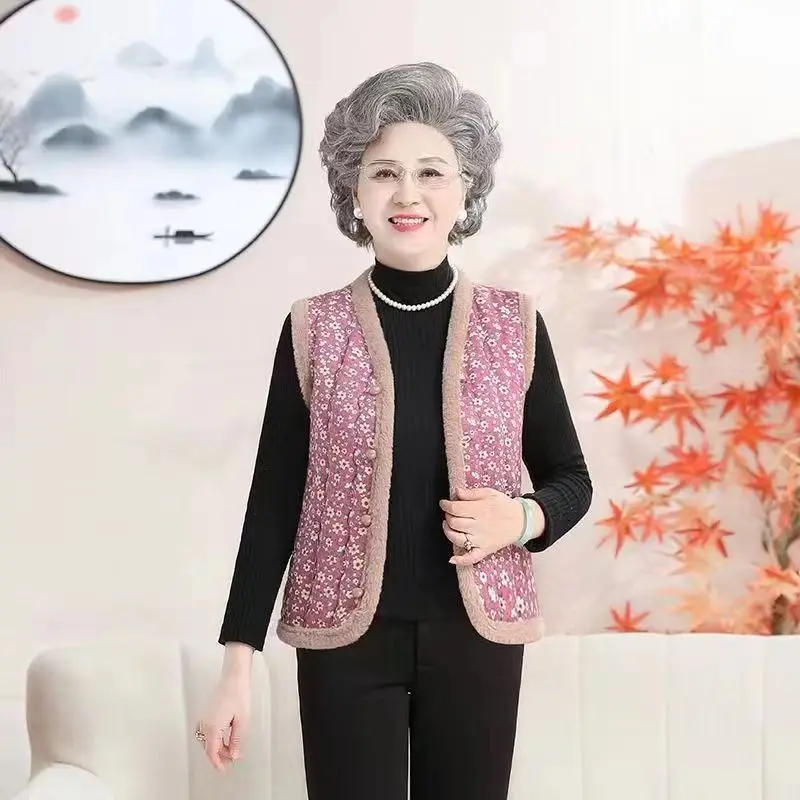 Purple flower (anti-rabbit fur women's vest p)