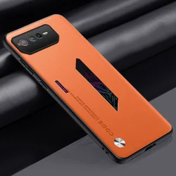 Luxury PU Leather Shockproof Phone Case - Premium Silicone Back Cover for ROG Phone 6 (Orange)