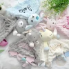 Personalized Comforter Baby Security Blanket Teether Plush Stuffed Toy Custom Animal Blanket Bunny Elephant Soothe Appease Baby 2