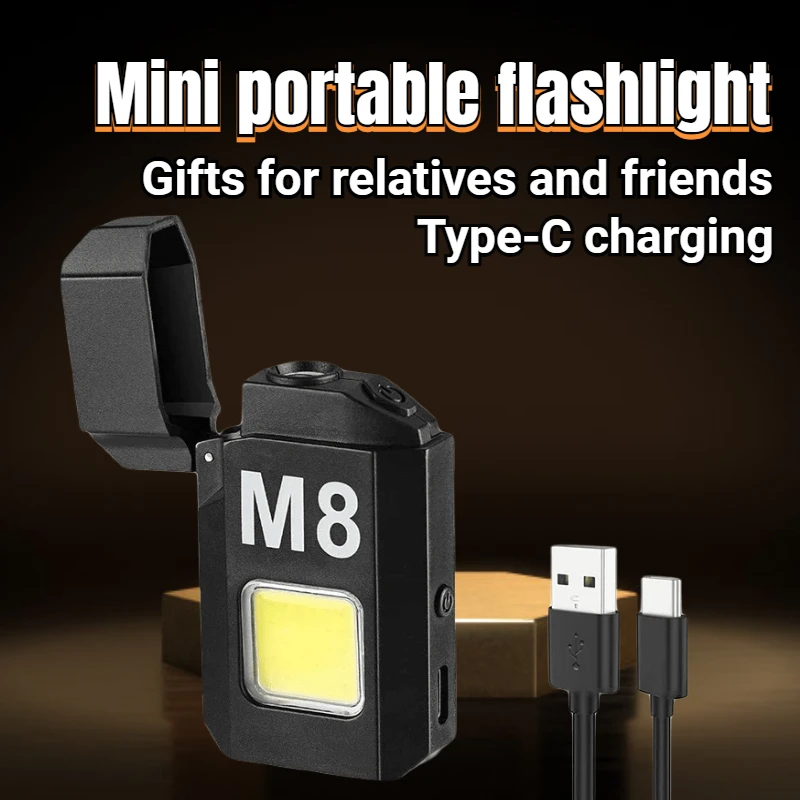 

FLSTAR FIRE Mini COB светодиодный беспламенный импульсный фонарик с двойной дугой, Type-C, перезаряжаемый портативный фонарь для работы под открытым небом, водонепроницаемый фонарь