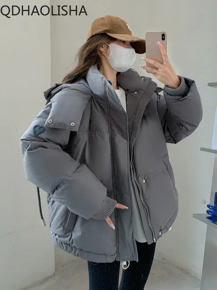 여성용 겨울 파카, 따뜻한 캐주얼 루즈한 재킷, 다운 코트, 단색 오버사이즈 여성 재킷, 부드러운 면 퍼퍼 재킷
