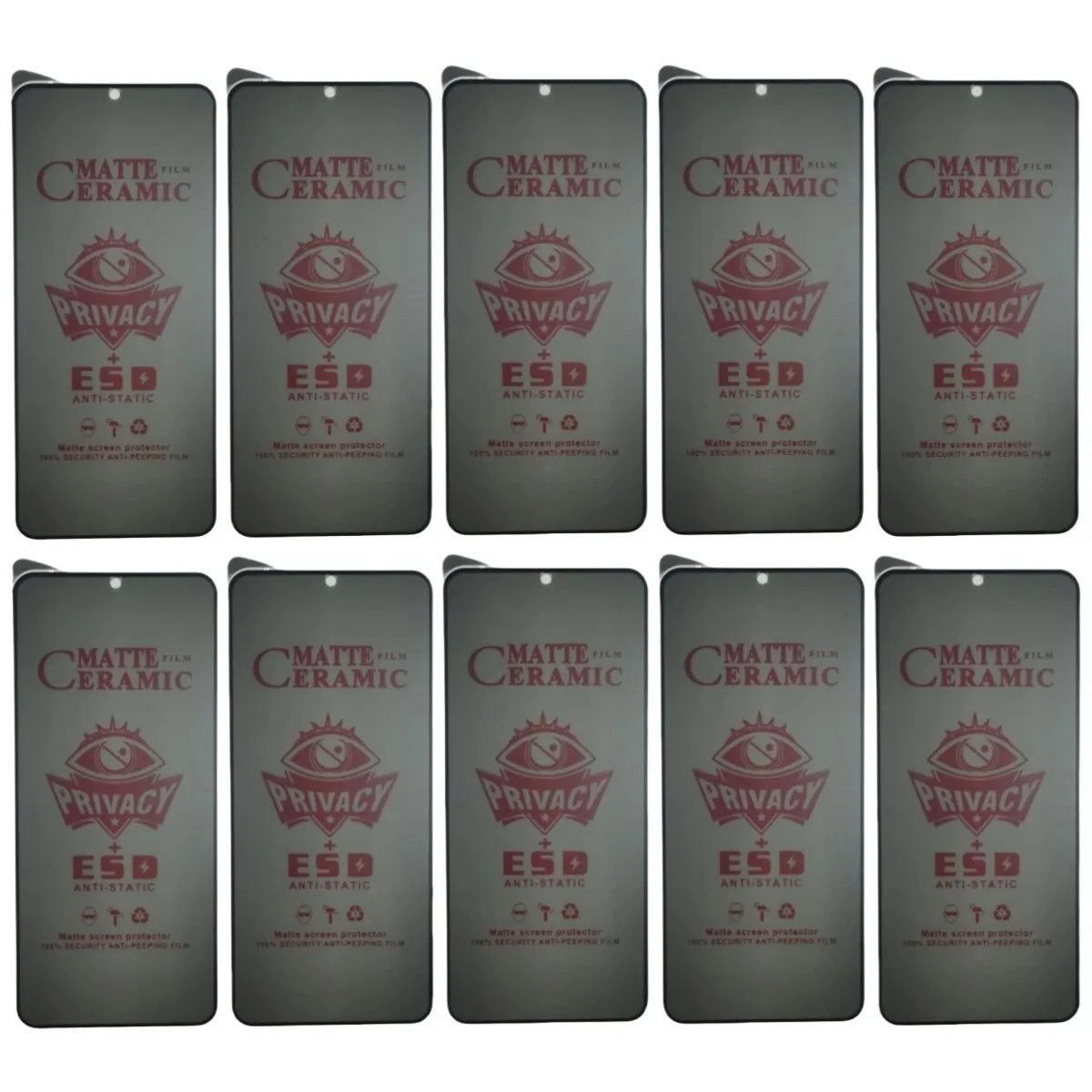 100 pezzi di protezione per lo schermo privacy in ceramica opaca per iPhone 16 15 14 13 12 11 Pro Max pellicola anti-spia per iPhone 13 Mini XR XS MAX
