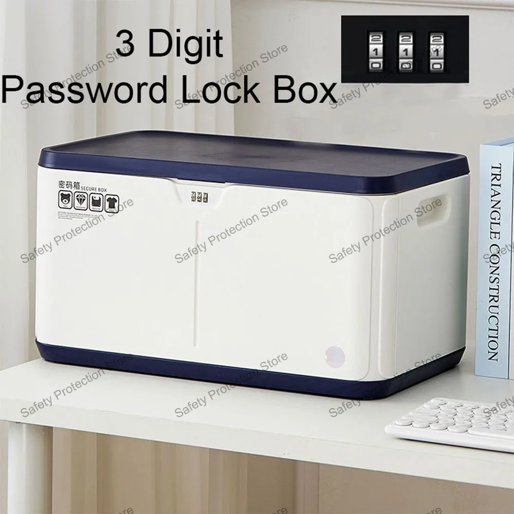 Three Digit Password Lock Safe Box ABS Privacy Security Storage Box Car Household Large Capacity Snack Passport Organizer Case