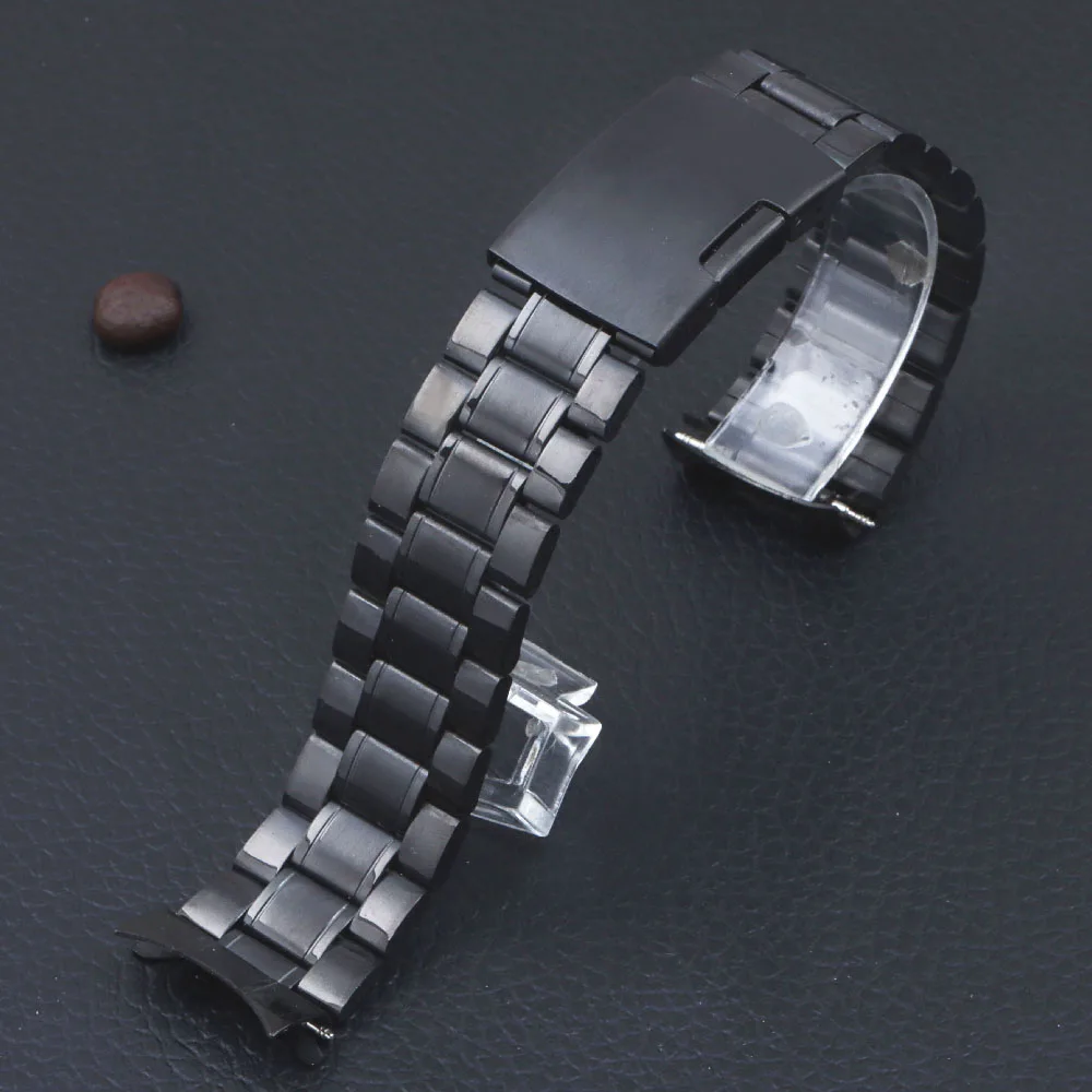 Premium Stainless Steel Watch Strap with Arc Curved Metal Ends - Unisex Bracelet Style