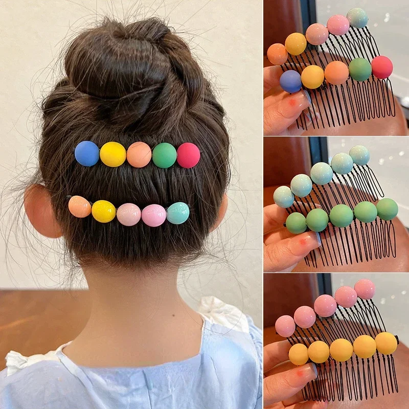 Children's Acrylic Hairpin Summer New Colored Round Ball Hair Comb Insertion Comb Bangs Headwear Hair Accessories for Women 1 set 3ml diy art watercolor acrylic paint hand painted children painting pigments graffiti pigment set