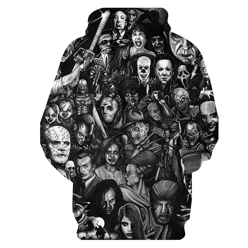 2023 New Arrival Personality Hoodies Horror Movies 3D Printed Pullover Men Women Casual Oversized Hooded Sweatshirts Cool Hoodie