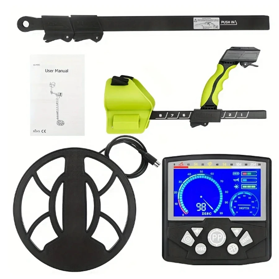 Metal Detector Metal Detector for Adults Analog Pointer Metal Detector with LCD Screen 10'' Waterproof Coil Adjustable All Metal&Disc&Pinpoint