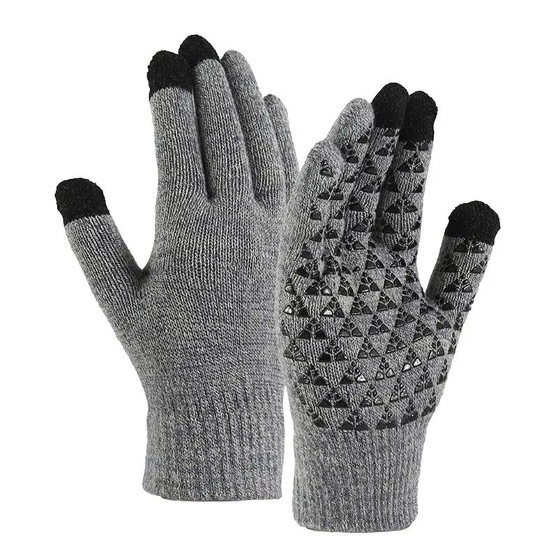 

Перчатки для сенсорных экранов, вязаные бархатные зимние перчатки с пальцами для сенсорных экранов, плотные изолированные перчатки для велоспорта, вождения