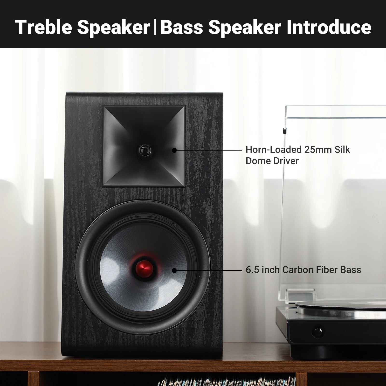 AIYIMA P600 6.5インチ パッシブスピーカー 木製カーボンファイバー