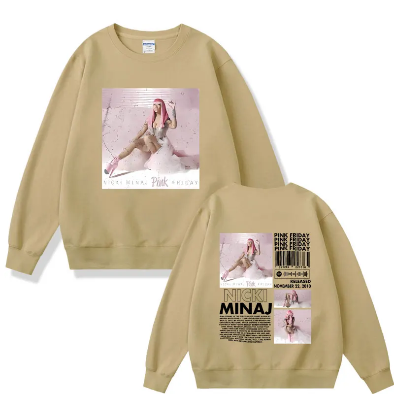 Rapper Nicki Minaj Pink Friday Album Cover Print Pullover Men Women Hip Hop Oversized Sweatshirt Unisex Fleece Cotton Pullovers