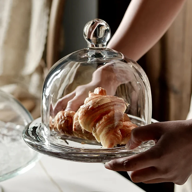 Tall Feet Cake Stand with Glass Cover-Ideal for Cake, Bread & Dessert-Decorative Display Stand for Fruit & Snack Tray