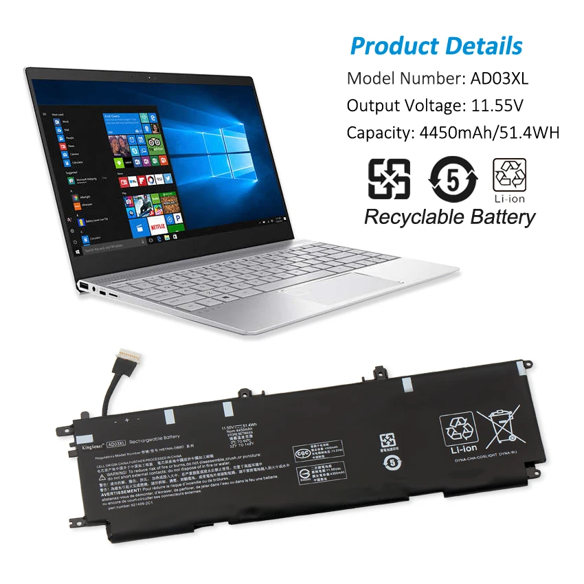 Bateria do Portátil hp Inveja 13-ad000 13-ad101tx Ad105tx Hstnn-db8d 921439855 921409271 Ado3xl 11.55v 51.4wh Kingsener-ad03xl - Imagem 6