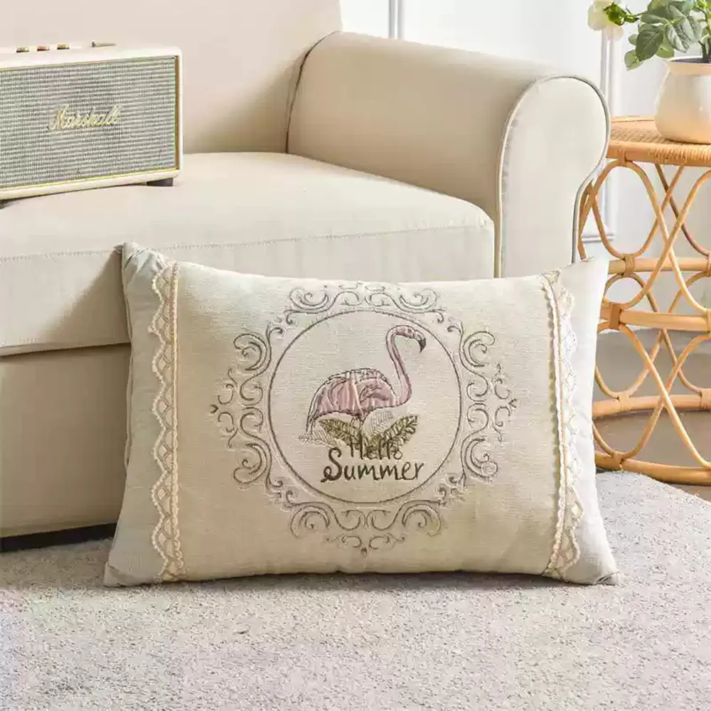 Chenille besticktes rechteckiges Kissen, Schlafkissenbezug, weiches Wohnzimmer, Sofa, Überwurf, Taillenkissen, Schlafzimmer, Bett, dekorativ – Detail 14