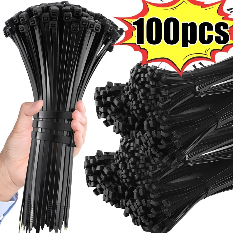 

100Pcs Plastic Nylon Cable Ties Detachable Self-locking Cord Ties Straps Fastening Loop Reusable Wire Ties for Home Office