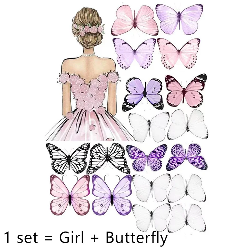 1 Set Mädchen Geburtstagstorten-Deko Schmetterling Pink DIY Hochzeit Party Tortendekoration Dessert-Verzierung Babyparty Geschenk – Detail 5