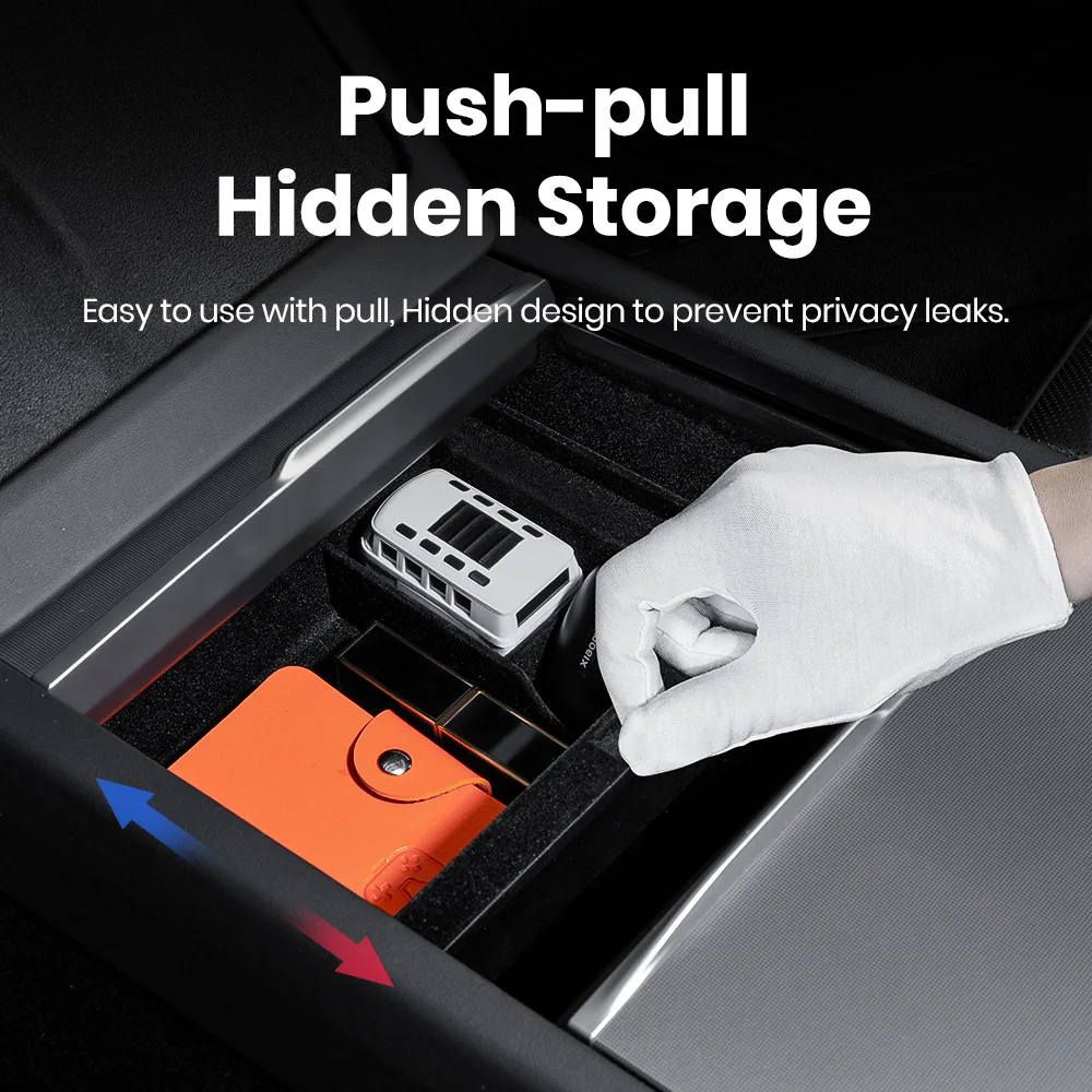 Center Armrest Hidden Box Holder Console Organizer Car Storage Box Accessories YZ For Tesla Highland Model 3 Y Juniper