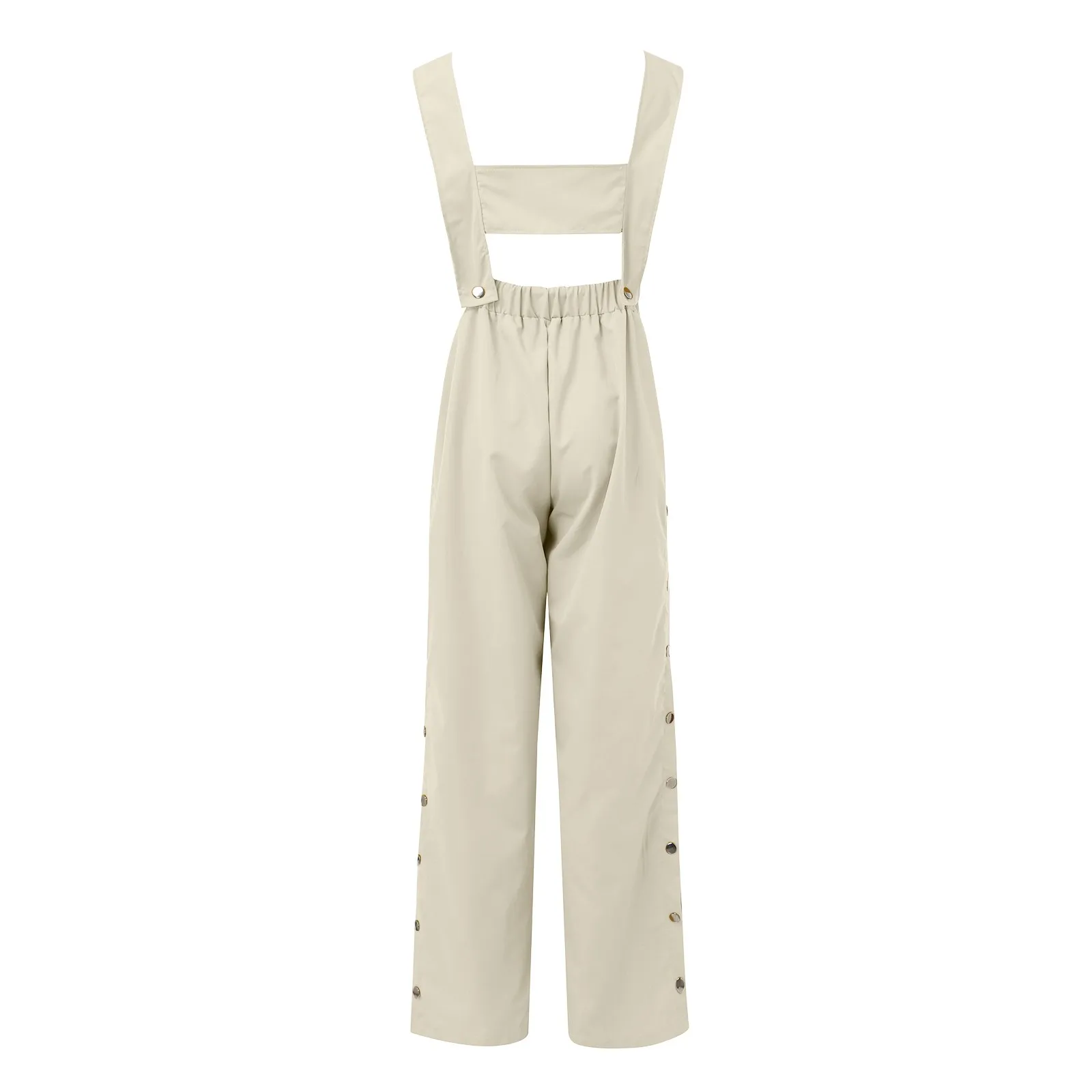 Women Summer Sleeveless jumpsuits Twisted Knot Cotton  Strappy Button Openings Women's Jumpsuits Loose Long Pants With Pockets