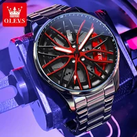 Montre pour homme OLEVS, montre à quartz, cadran rotatif original, tendance de la mode, étanche, lumineuse, acier inoxydable, Reloj 9937 2