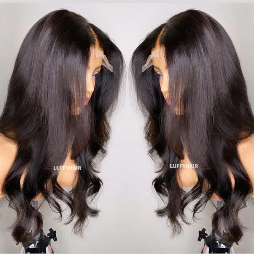 Full Lace Wigs Human Hair Pre Plucked Body Wave Transparent Lace Wigs Human Hair 180% Density Glueless Wavy