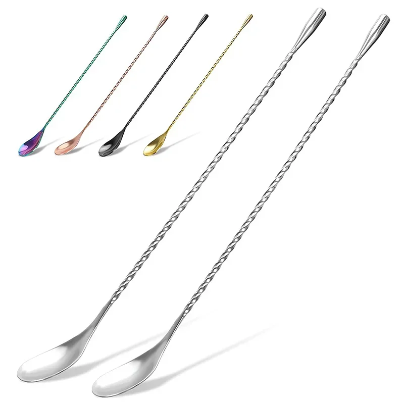 2-Pack 12 Inches Stainless Steel Bartender Mixing Spoon Cocktail Stirrers, Spiral Bar Spoon Stirring with Long Handle