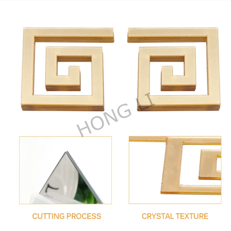 10pcs Acrylic Gold Mirror DIY Wall Sticker Building Border Mirror Art Home Decoration Mirror Wall Sticker living room Home Decor