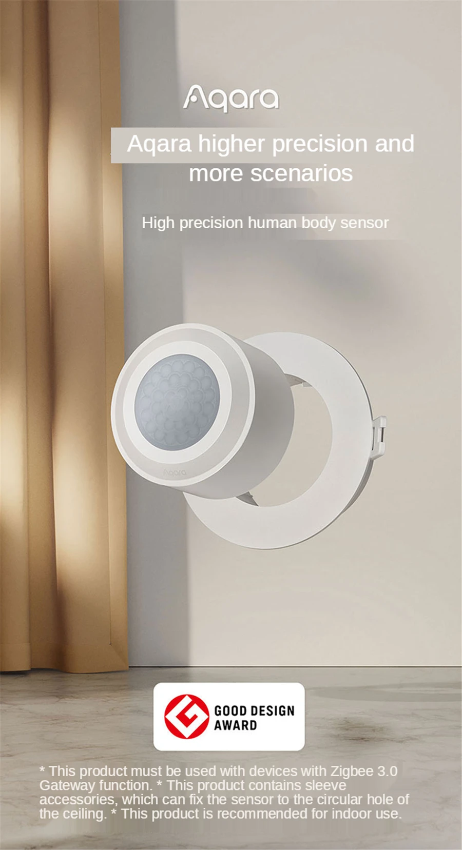 High Precision Human Sensor Smart Home Body Motion Sensor ZigBee 3.0 Wireless Co