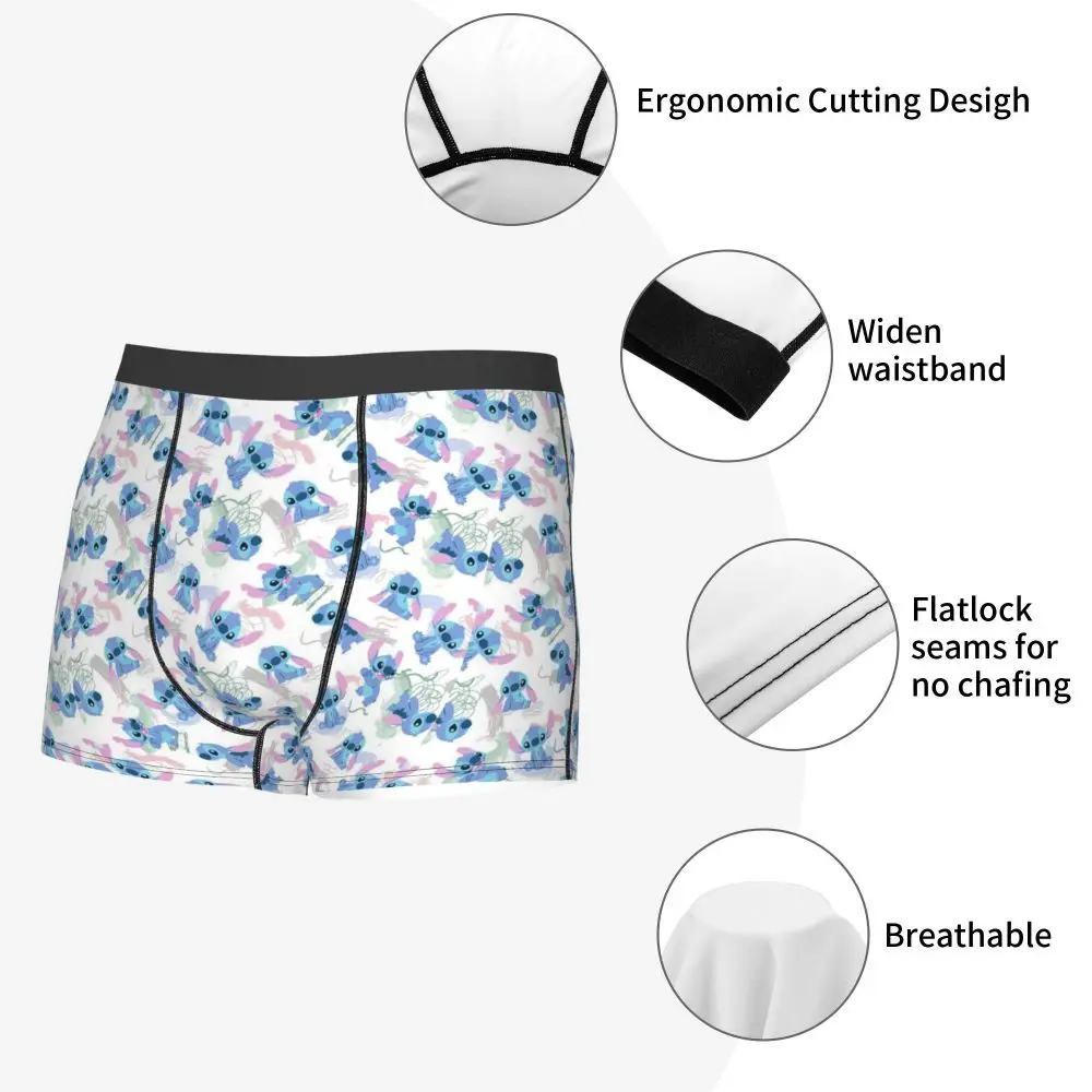 Custom Stitch Lion Cute Boxers Shorts Men's Disney Movie Briefs Underwear Fashion Underpants
