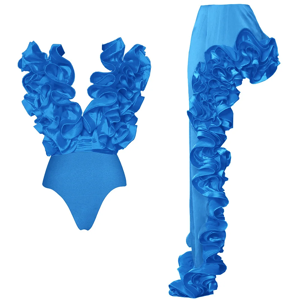 2025 Solid Red Flower One Piece Swimsuit Luxury Women Swimwear Sexy Swim Suit Deep V Monokini Off Shoulder Bodysuit Bathingsuit 5