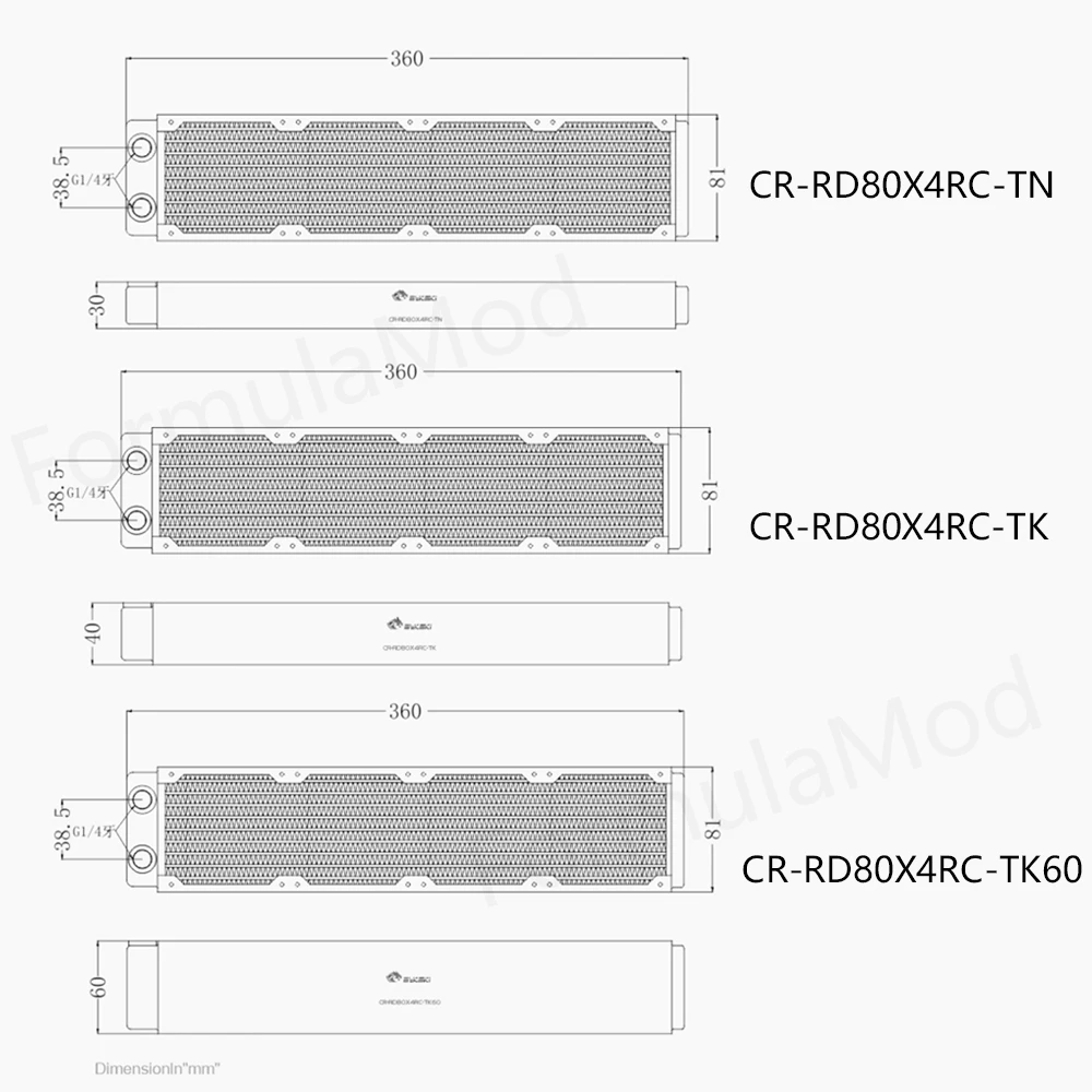 Pc Radiator Thickness Bykski 320mm Copper Radiator 30/40/60mm Thickness For 80mm Fan PC Water ...