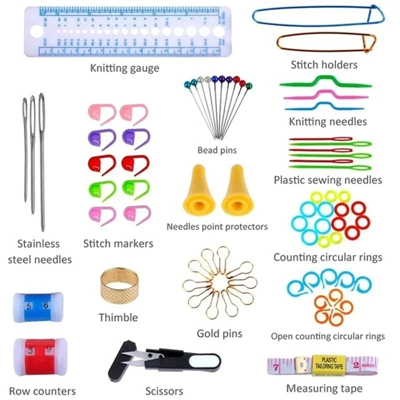 Crochet Needles 10/12/29/100Pcs Crochet Hook Set Yarn Crochet Kit Knitting Needles with Ergonomic Handles For Hands