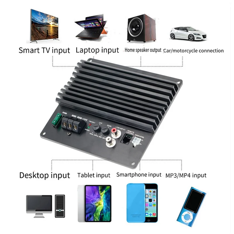 LDZS 서브우퍼 앰프 메인보드 12V 고출력 자동차 오디오 서브우퍼 앰프 보드 가정 및 자동차용 간편 설치