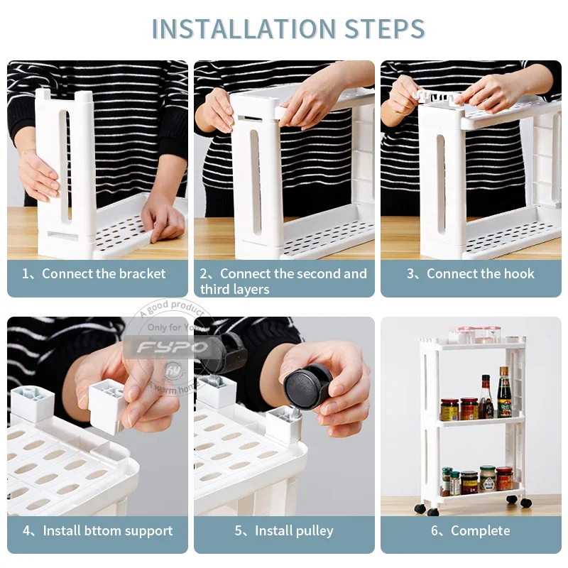 

Slide 2/3/4 Bathroom Space Rack Gap Wheels Organizer Layer Movable Tower Saving Storage Organizers Shelf Slim Kitchen Assemble