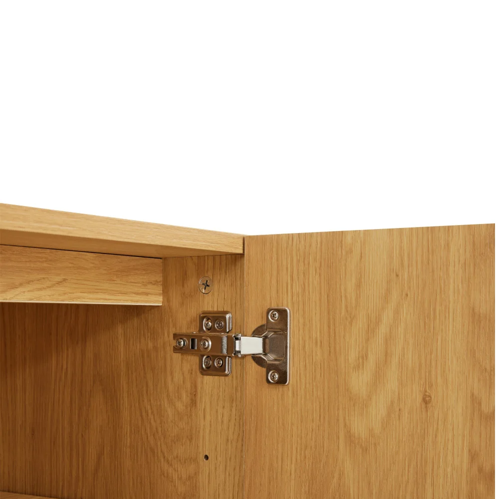 PINGGO Sideboard mit 2 Türen, Metallbeinen, Buffet-Kommode, Liniendesign, Maße H75cm B100cm T40cm, Wohnzimmer-Aufbewahrungsmöbel – Detail 24